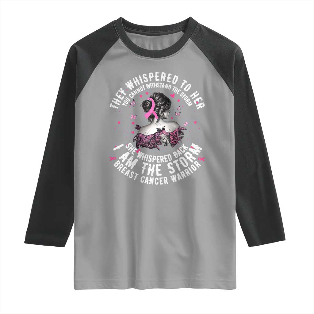 Breast Cancer Raglan Shirt Pink Ribbon I Am Storm - Wonder Print Shop