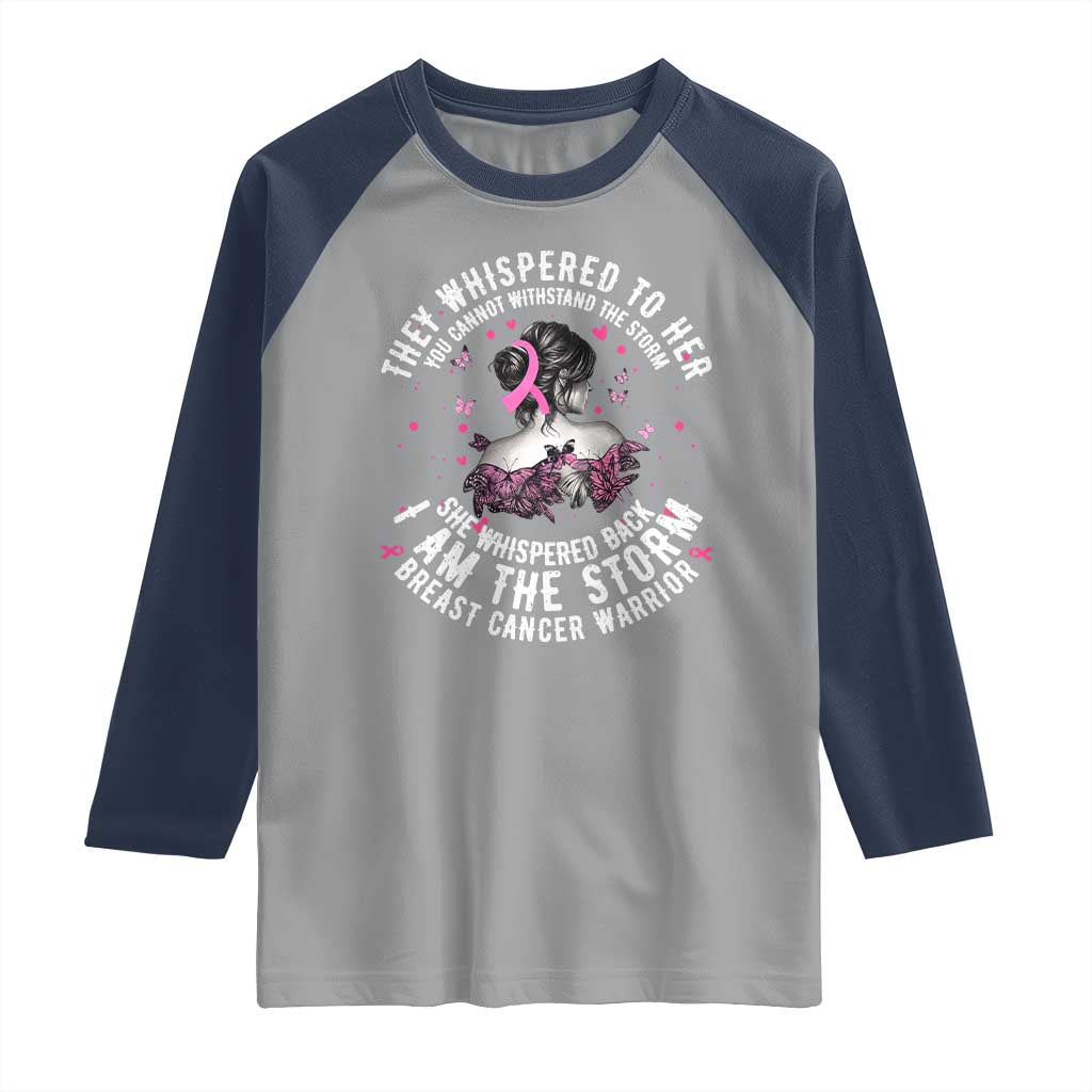 Breast Cancer Raglan Shirt Pink Ribbon I Am Storm - Wonder Print Shop