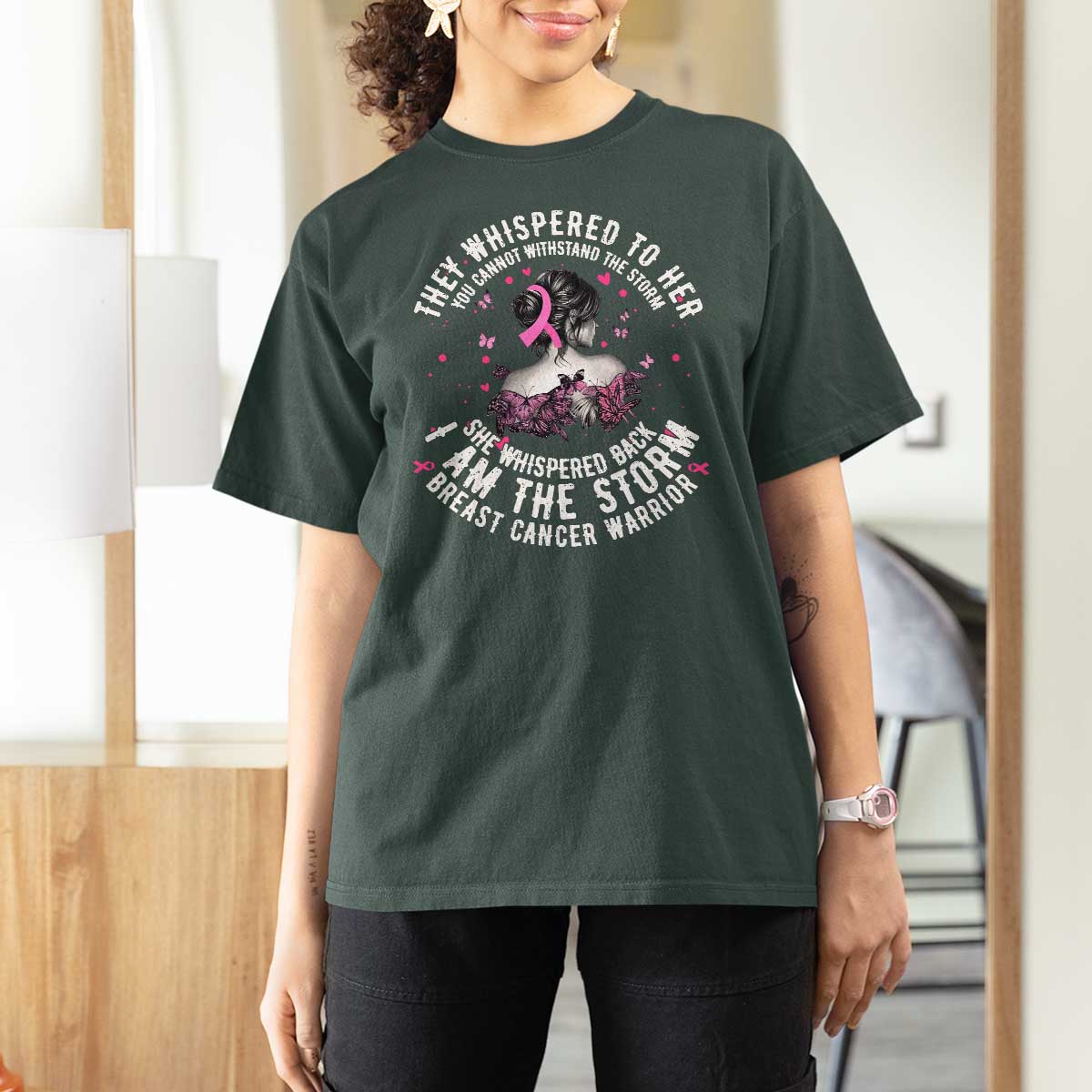 Breast Cancer T Shirt For Women Pink Ribbon I Am Storm - Wonder Print Shop
