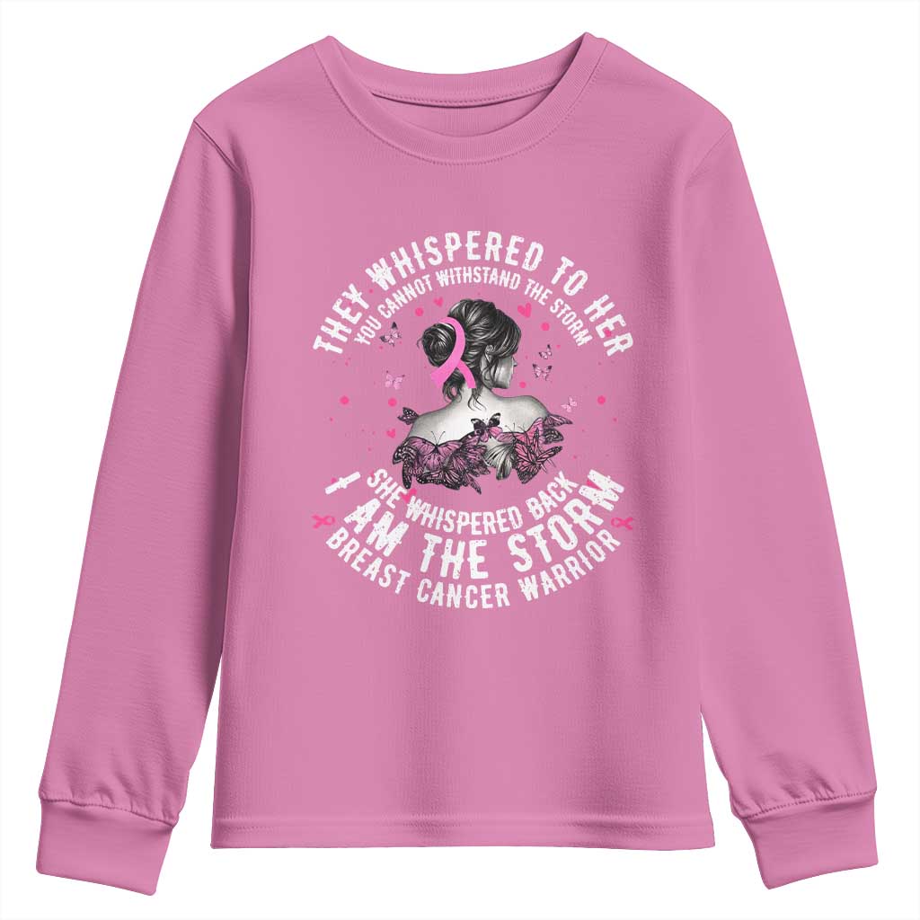 Breast Cancer Youth Sweatshirt Pink Ribbon I Am Storm - Wonder Print Shop