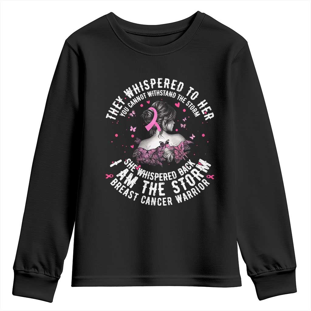 Breast Cancer Youth Sweatshirt Pink Ribbon I Am Storm - Wonder Print Shop