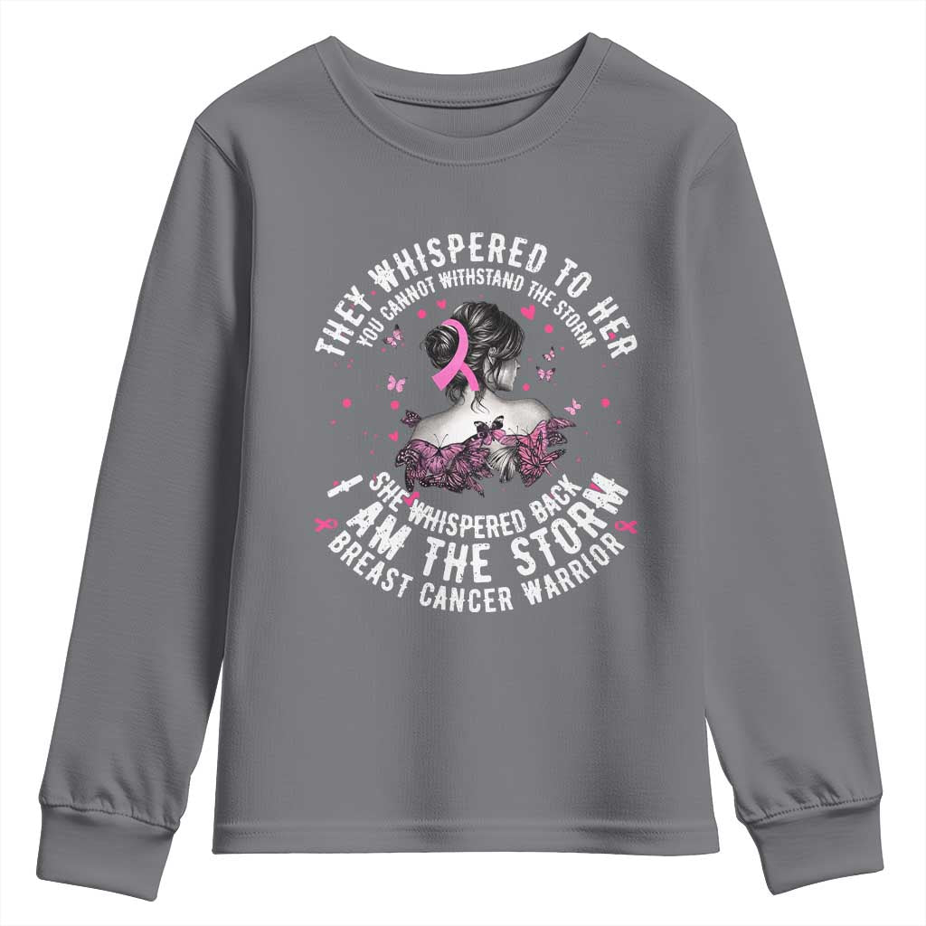Breast Cancer Youth Sweatshirt Pink Ribbon I Am Storm - Wonder Print Shop