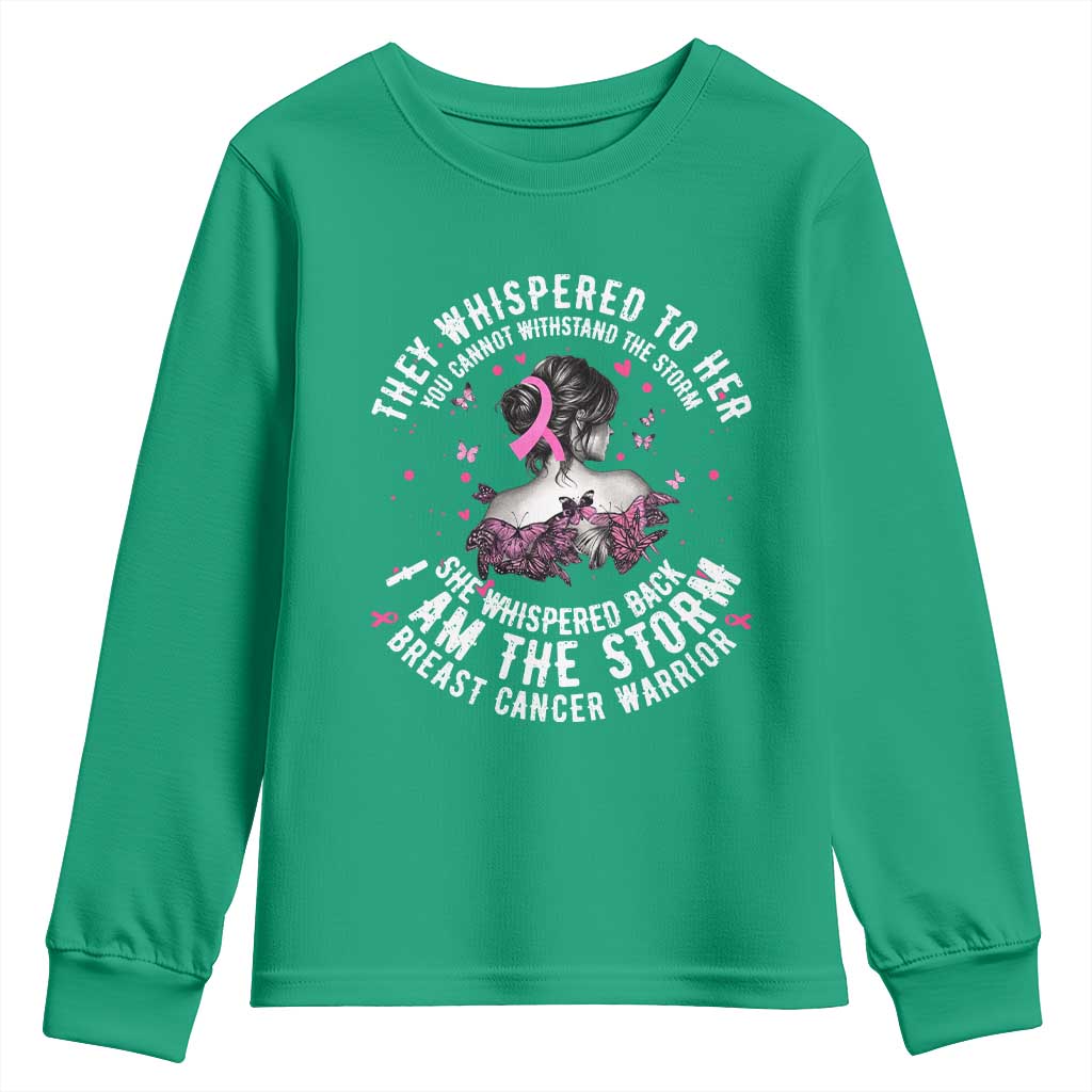 Breast Cancer Youth Sweatshirt Pink Ribbon I Am Storm - Wonder Print Shop