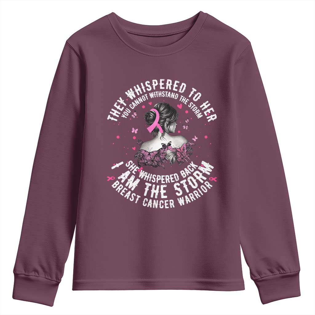 Breast Cancer Youth Sweatshirt Pink Ribbon I Am Storm - Wonder Print Shop