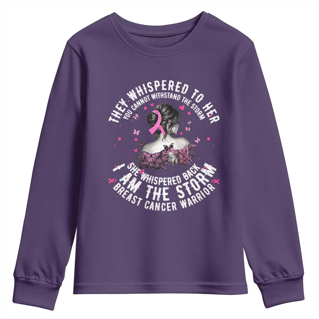 Breast Cancer Youth Sweatshirt Pink Ribbon I Am Storm - Wonder Print Shop