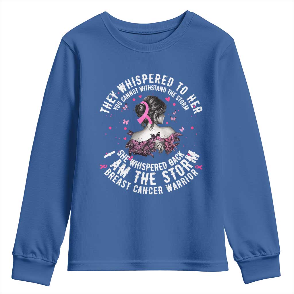 Breast Cancer Youth Sweatshirt Pink Ribbon I Am Storm - Wonder Print Shop