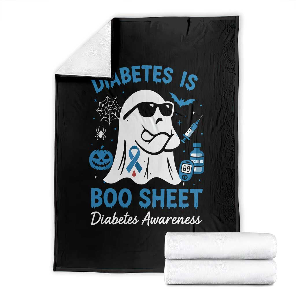 Diabetes is Boo Sheet Throw Blanket Funny Halloween Ghost Diabetes Type 1 2 Awareness - Wonder Print Shop