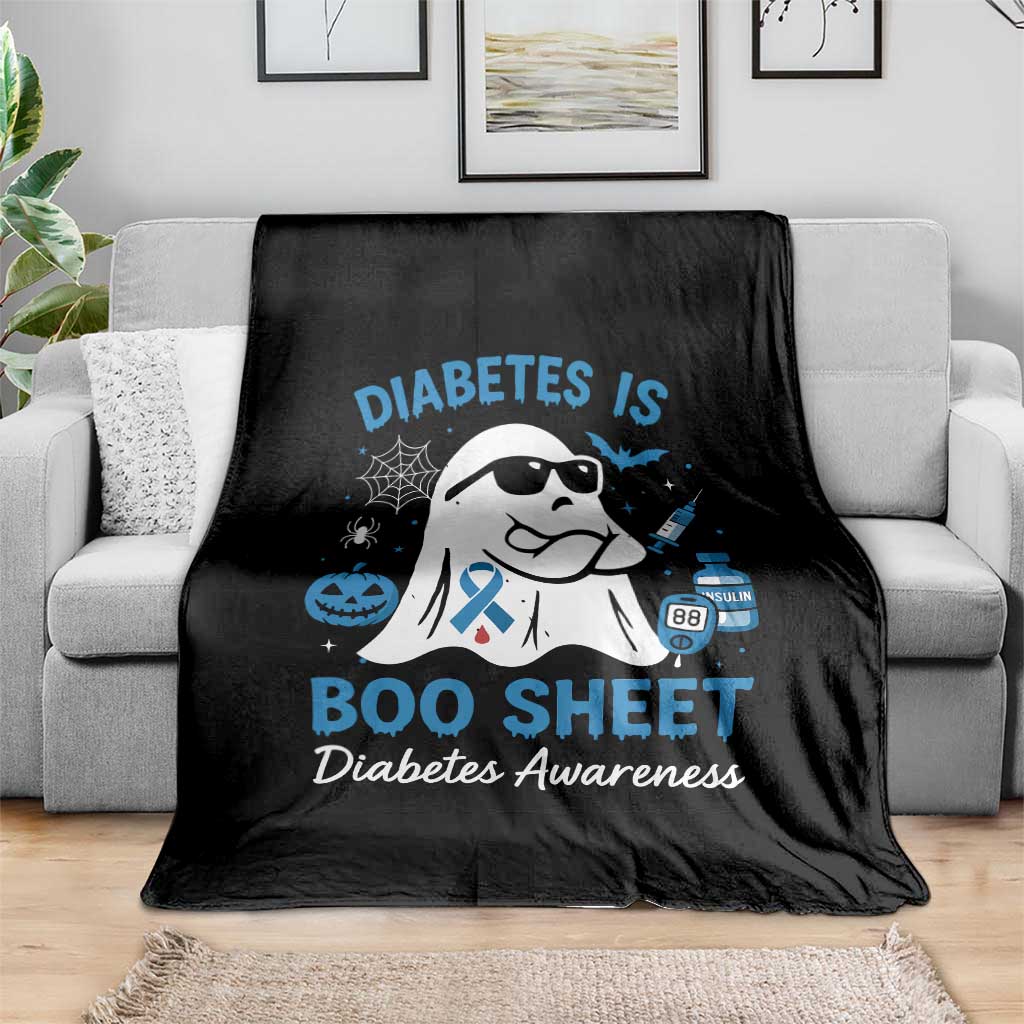 Diabetes is Boo Sheet Throw Blanket Funny Halloween Ghost Diabetes Type 1 2 Awareness - Wonder Print Shop