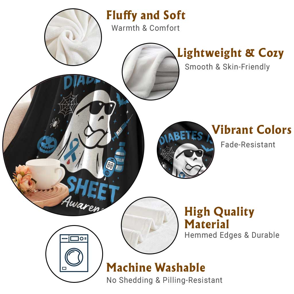 Diabetes is Boo Sheet Throw Blanket Funny Halloween Ghost Diabetes Type 1 2 Awareness - Wonder Print Shop