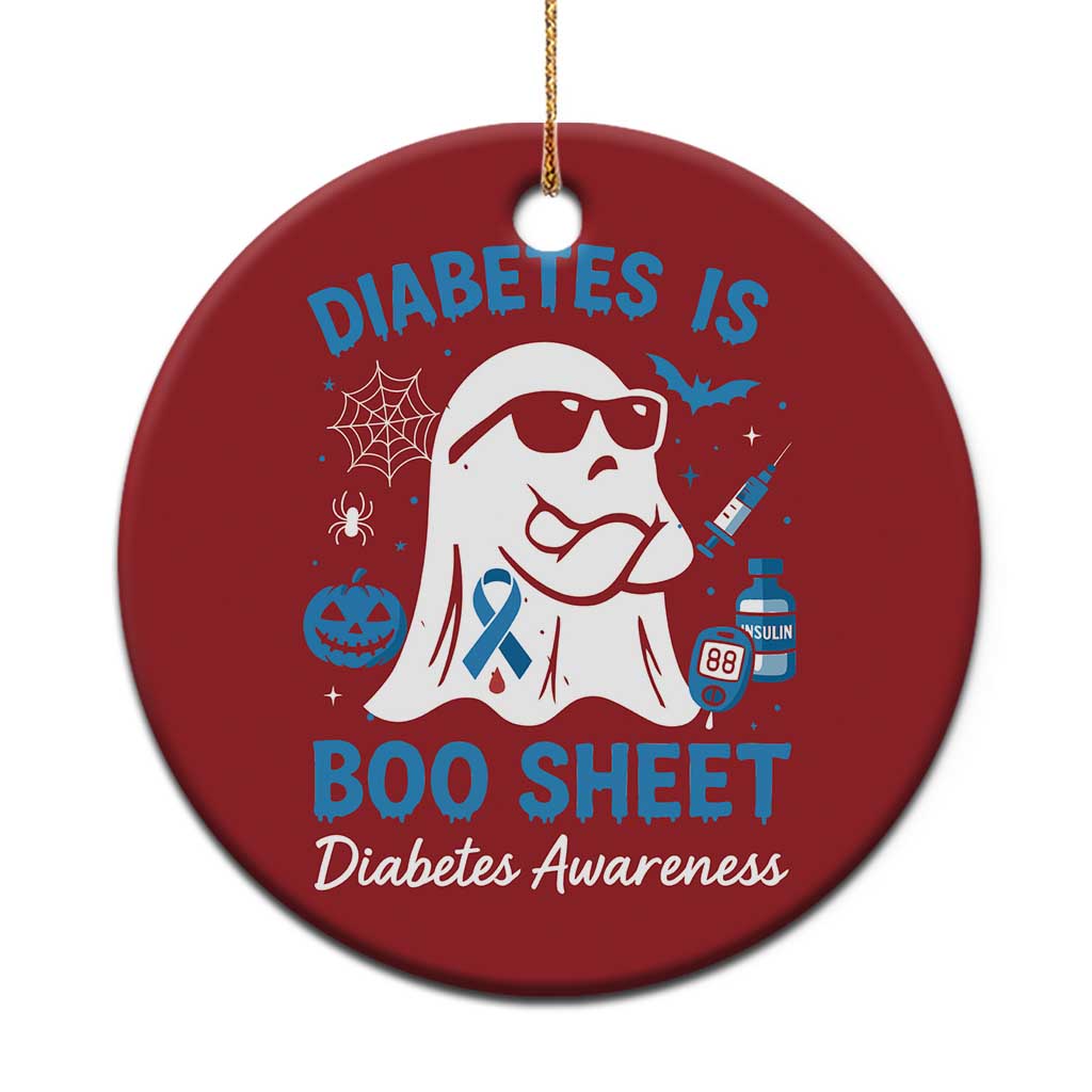 Diabetes is Boo Sheet Christmas Ornament Funny Halloween Ghost Diabetes Type 1 2 Awareness - Wonder Print Shop