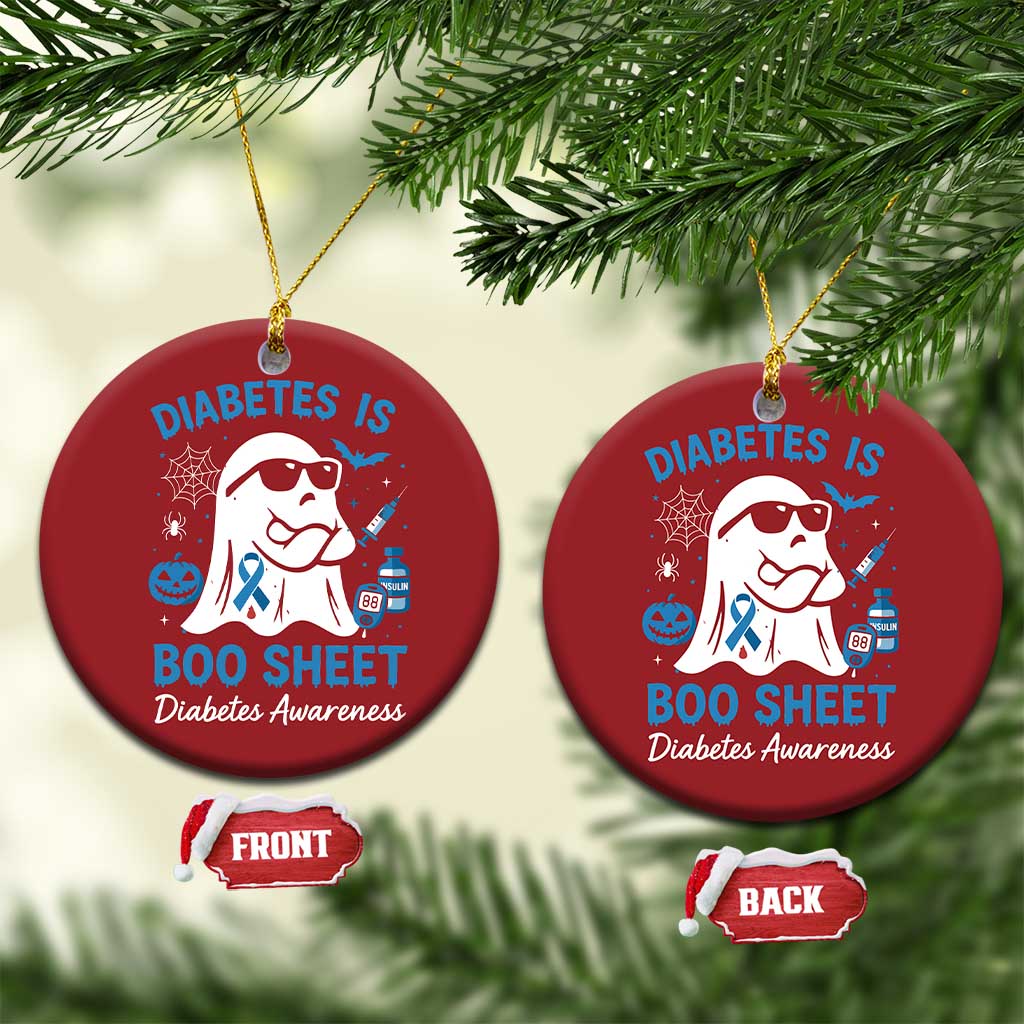 Diabetes is Boo Sheet Christmas Ornament Funny Halloween Ghost Diabetes Type 1 2 Awareness - Wonder Print Shop