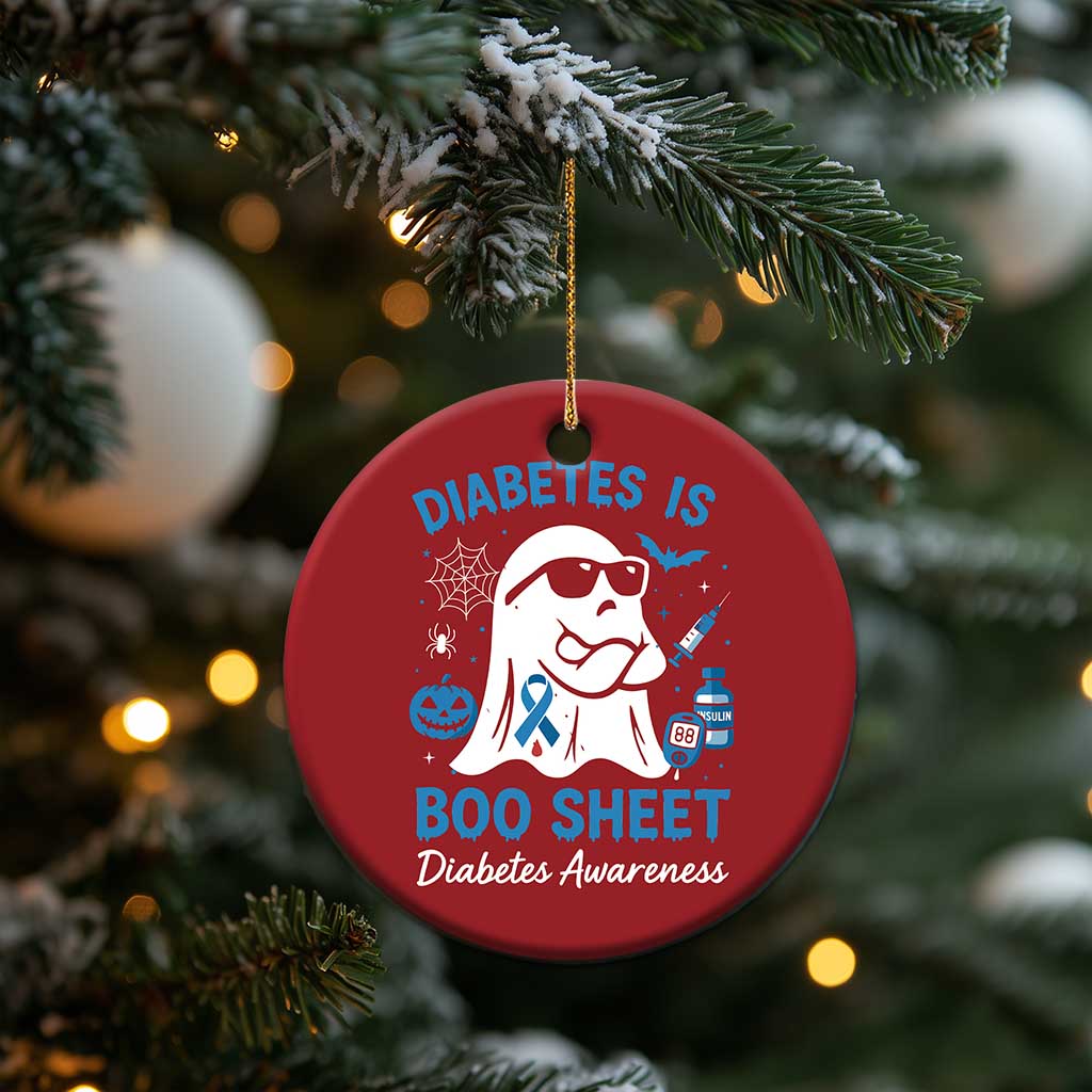 Diabetes is Boo Sheet Christmas Ornament Funny Halloween Ghost Diabetes Type 1 2 Awareness - Wonder Print Shop