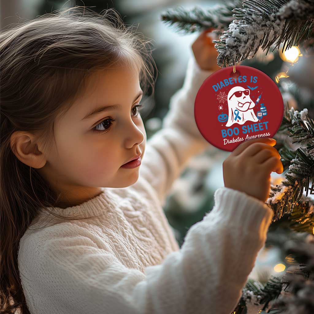 Diabetes is Boo Sheet Christmas Ornament Funny Halloween Ghost Diabetes Type 1 2 Awareness - Wonder Print Shop