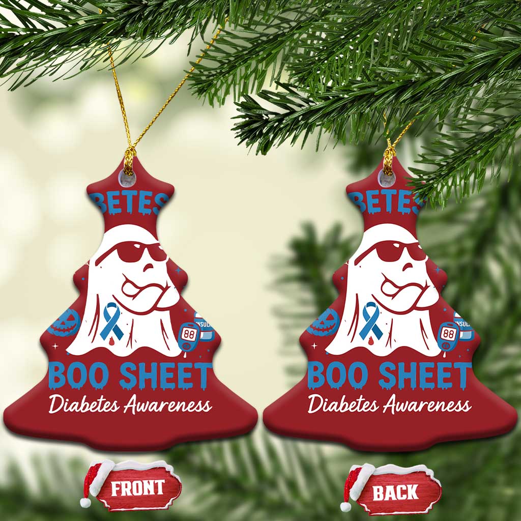 Diabetes is Boo Sheet Christmas Ornament Funny Halloween Ghost Diabetes Type 1 2 Awareness - Wonder Print Shop