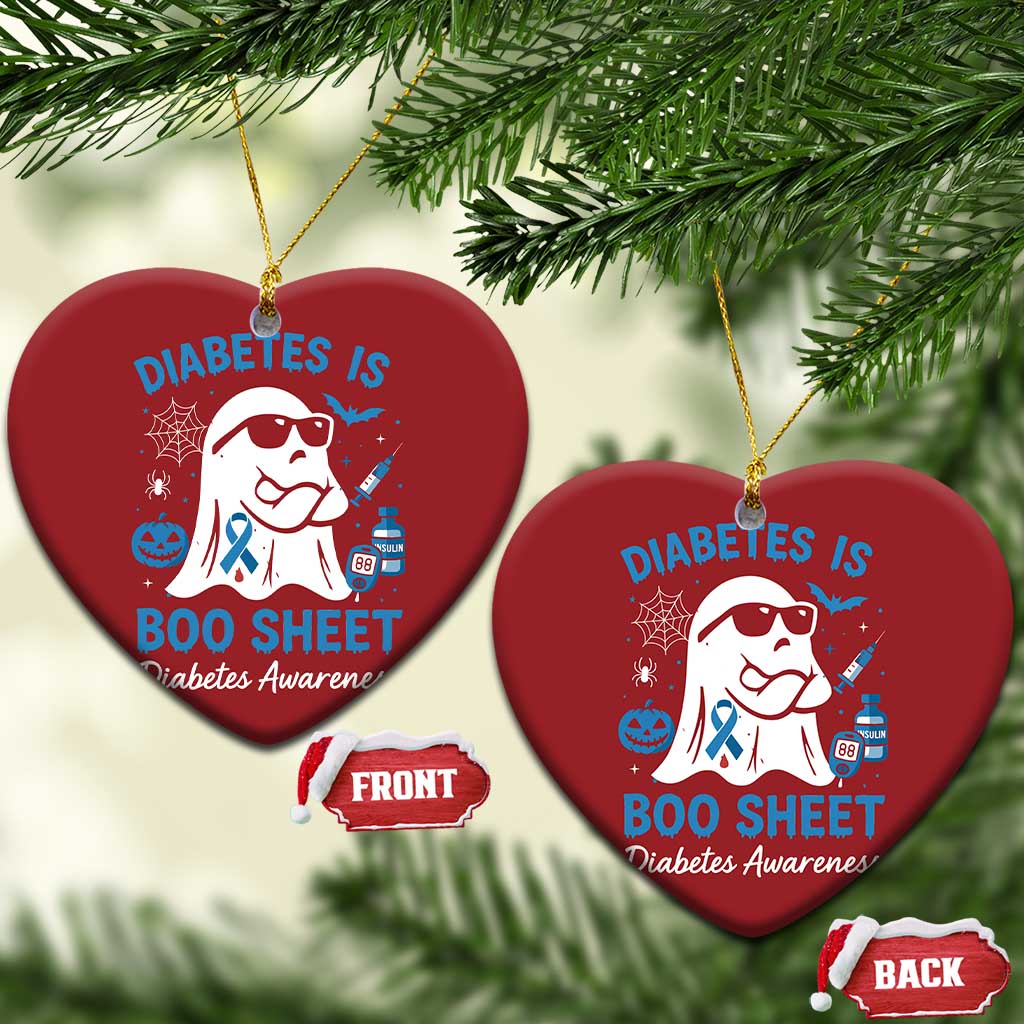 Diabetes is Boo Sheet Christmas Ornament Funny Halloween Ghost Diabetes Type 1 2 Awareness - Wonder Print Shop