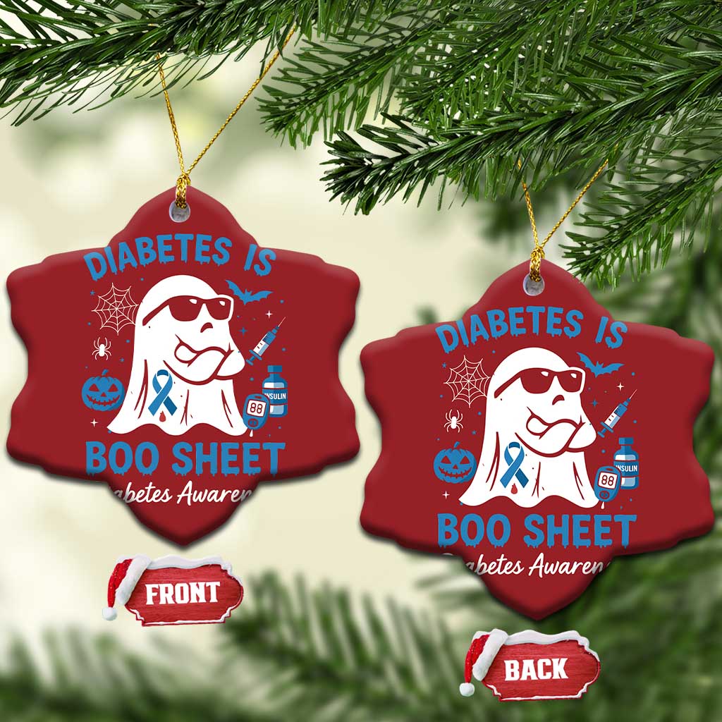 Diabetes is Boo Sheet Christmas Ornament Funny Halloween Ghost Diabetes Type 1 2 Awareness - Wonder Print Shop