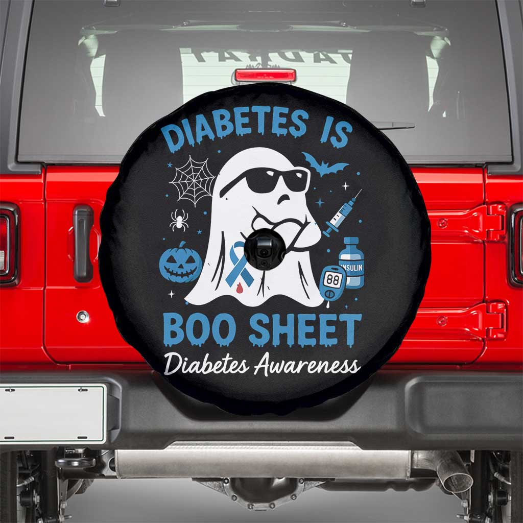 Diabetes is Boo Sheet Spare Tire Cover Funny Halloween Ghost Diabetes Type 1 2 Awareness - Wonder Print Shop