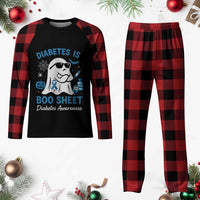 Diabetes is Boo Sheet Plaid Pajama Set Funny Halloween Ghost Diabetes Type 1 2 Awareness - Wonder Print Shop