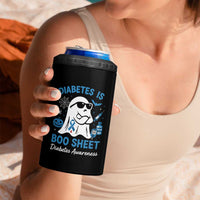 Diabetes is Boo Sheet 4 in 1 Can Cooler Tumbler Funny Halloween Ghost Diabetes Type 1 2 Awareness - Wonder Print Shop