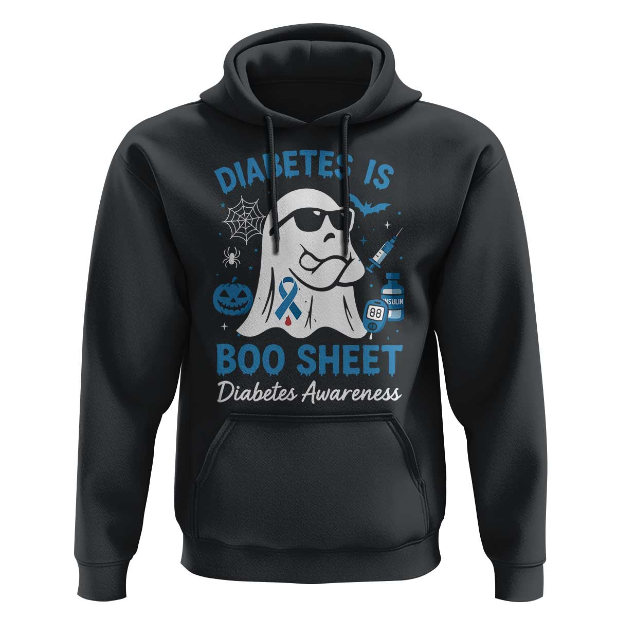Diabetes is Boo Sheet Hoodie Funny Halloween Ghost Diabetes Type 1 2 Awareness - Wonder Print Shop