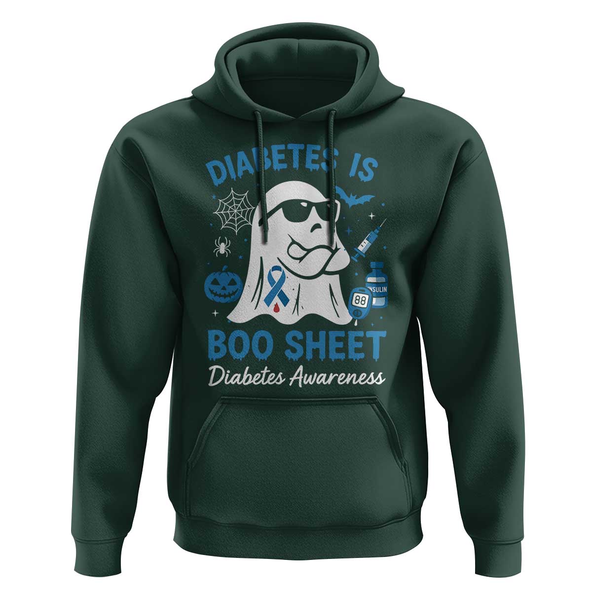 Diabetes is Boo Sheet Hoodie Funny Halloween Ghost Diabetes Type 1 2 Awareness - Wonder Print Shop
