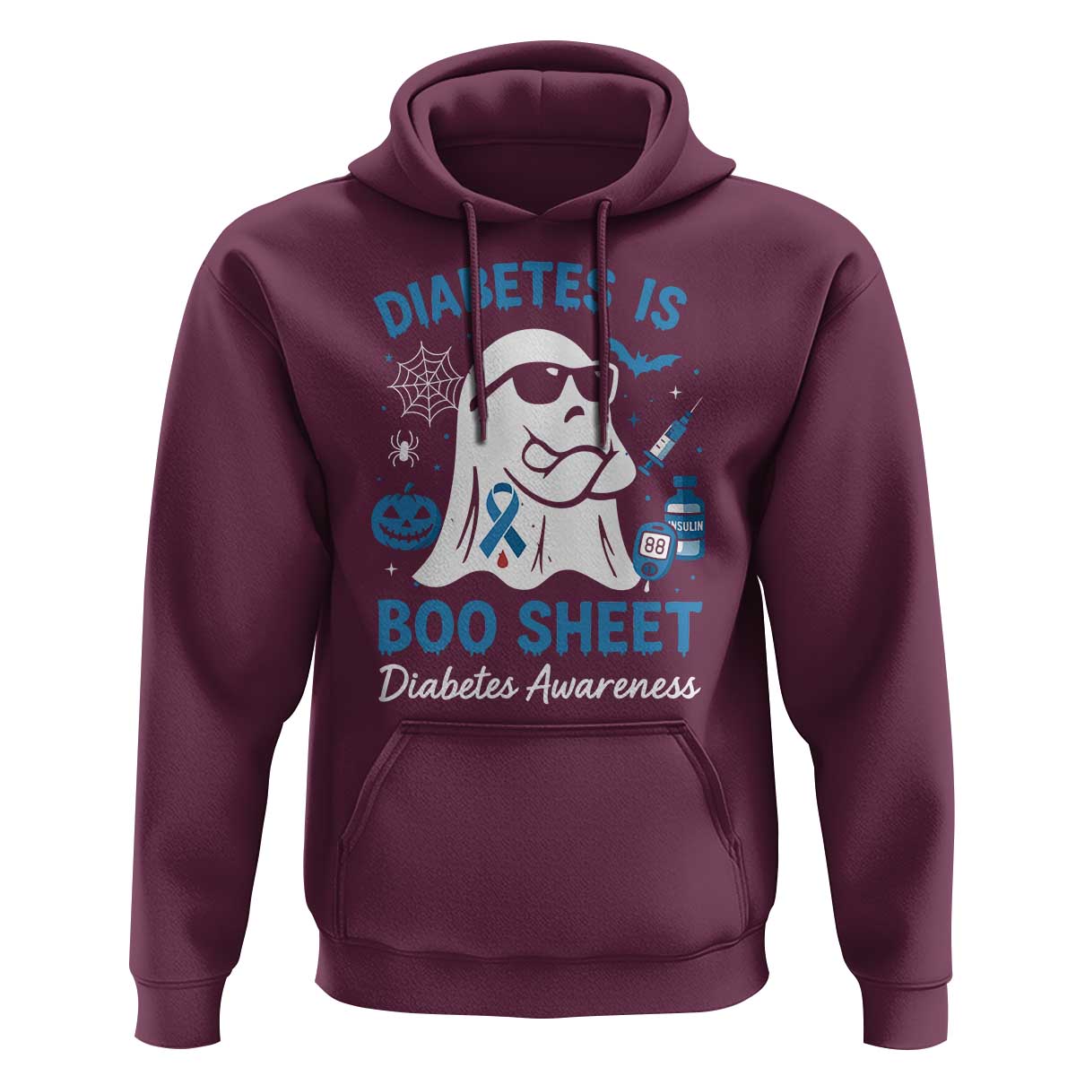 Diabetes is Boo Sheet Hoodie Funny Halloween Ghost Diabetes Type 1 2 Awareness - Wonder Print Shop