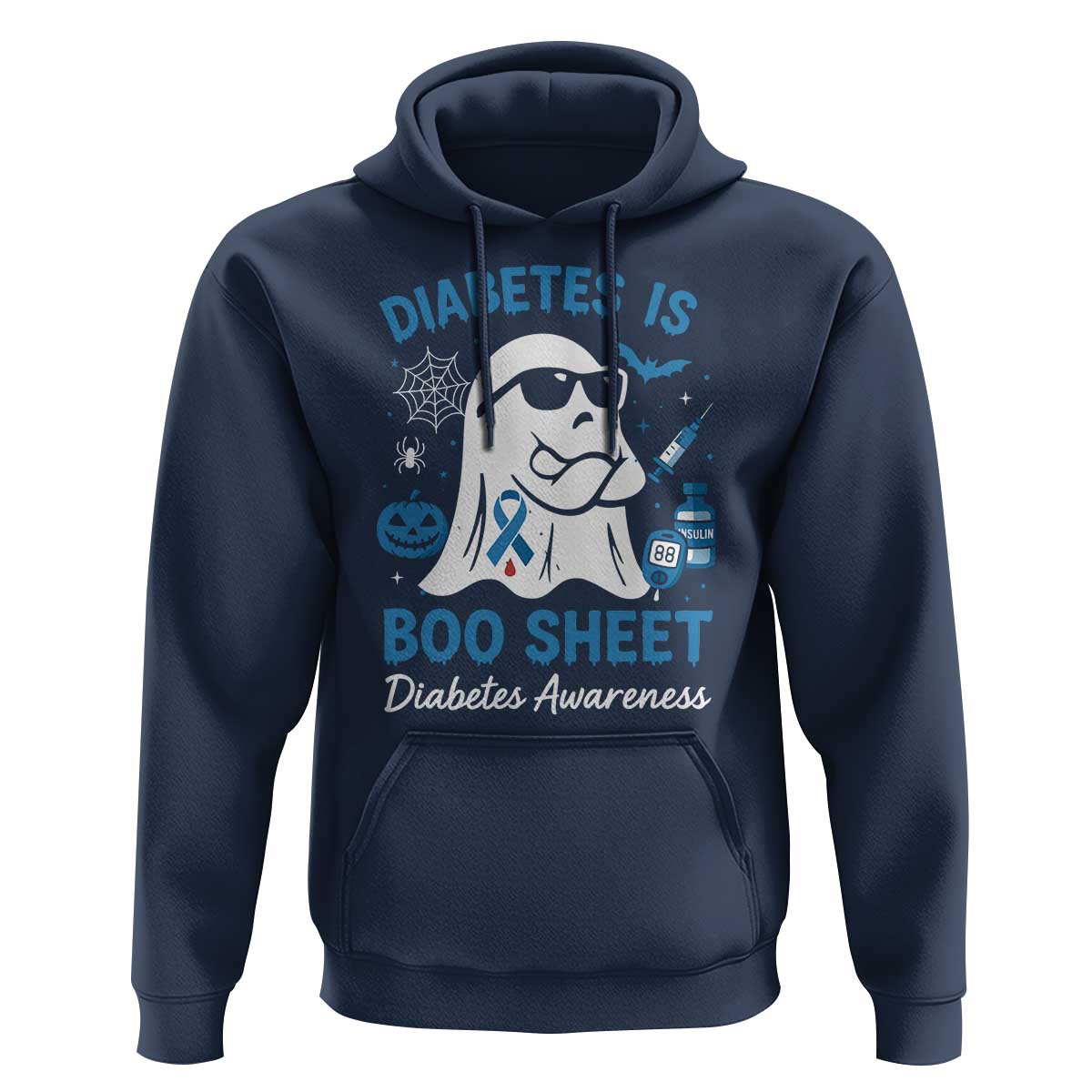 Diabetes is Boo Sheet Hoodie Funny Halloween Ghost Diabetes Type 1 2 Awareness - Wonder Print Shop