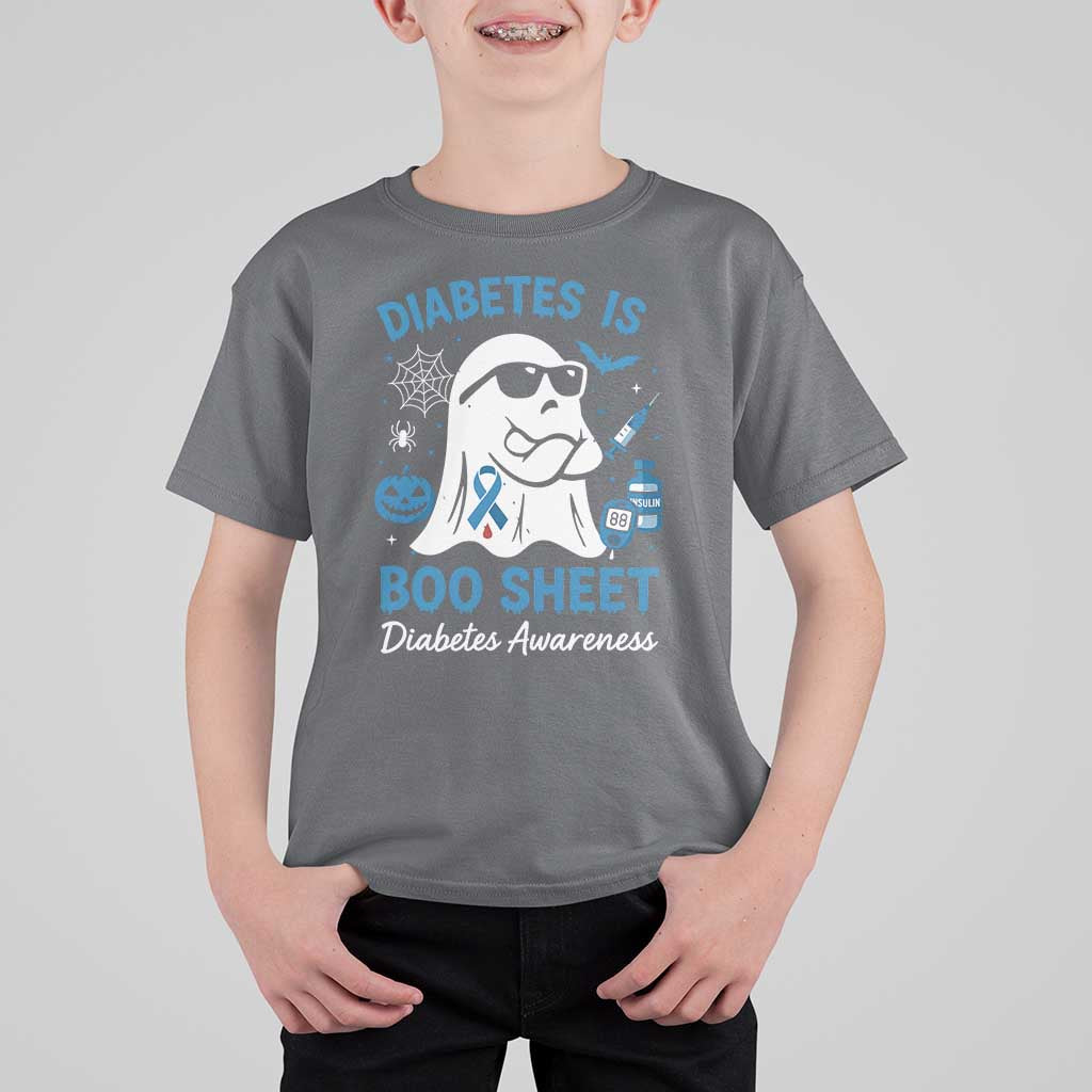 Diabetes is Boo Sheet T Shirt For Kid Funny Halloween Ghost Diabetes Type 1 2 Awareness - Wonder Print Shop