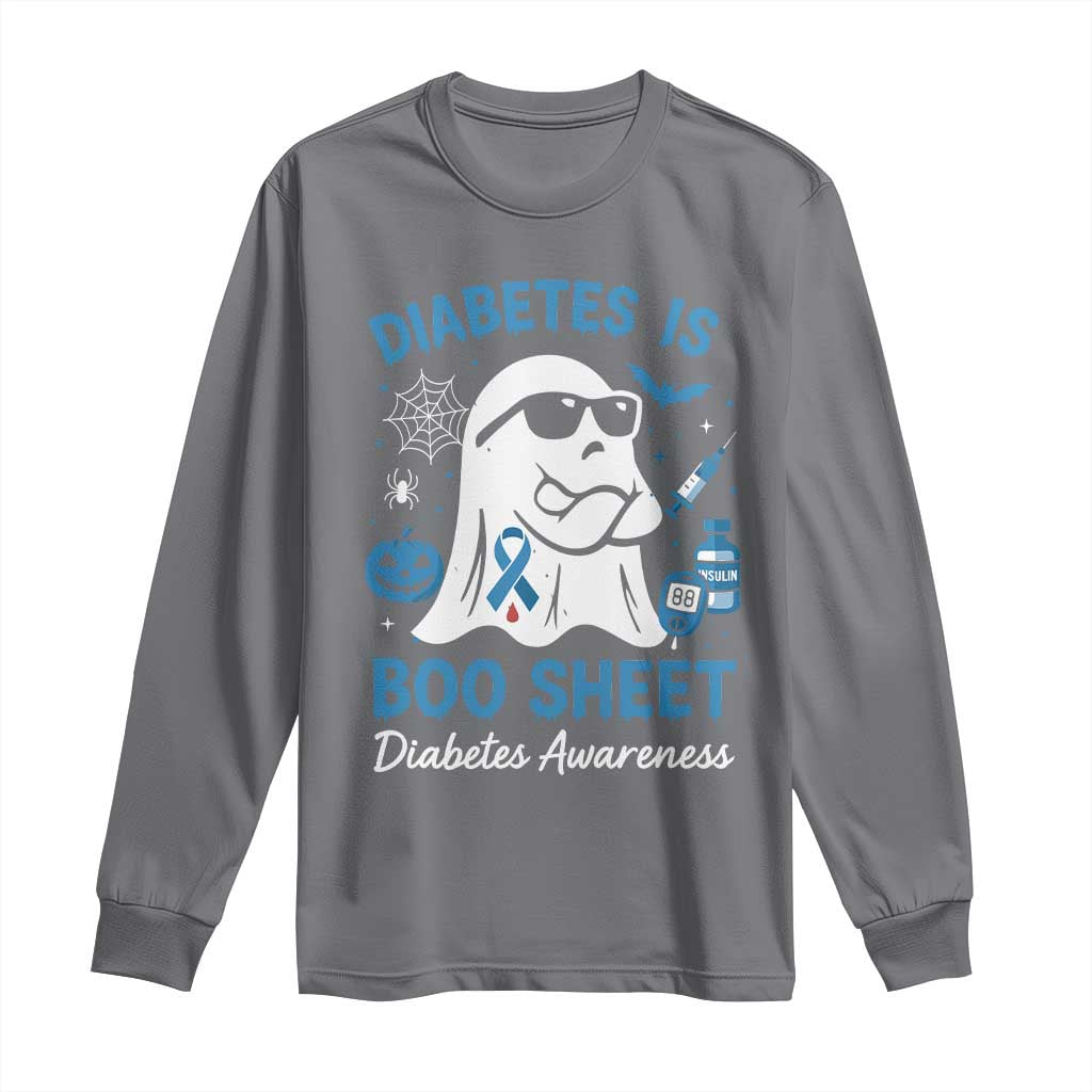 Diabetes is Boo Sheet Long Sleeve Shirt Funny Halloween Ghost Diabetes Type 1 2 Awareness - Wonder Print Shop