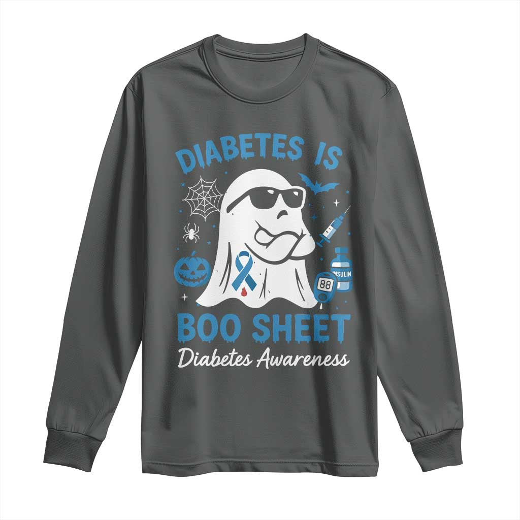 Diabetes is Boo Sheet Long Sleeve Shirt Funny Halloween Ghost Diabetes Type 1 2 Awareness - Wonder Print Shop