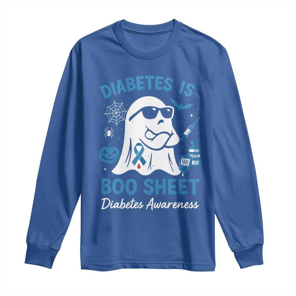 Diabetes is Boo Sheet Long Sleeve Shirt Funny Halloween Ghost Diabetes Type 1 2 Awareness - Wonder Print Shop
