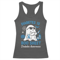 Diabetes is Boo Sheet Racerback Tank Top Funny Halloween Ghost Diabetes Type 1 2 Awareness - Wonder Print Shop