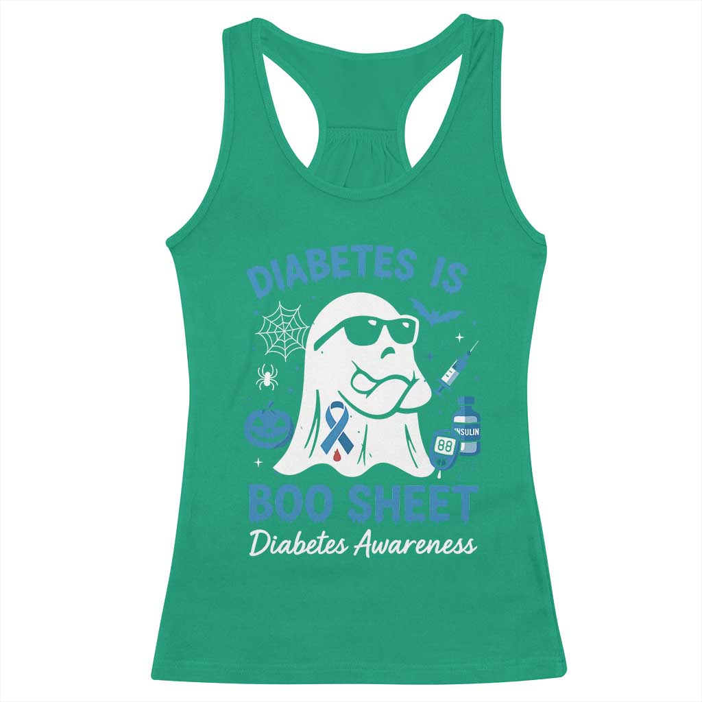 Diabetes is Boo Sheet Racerback Tank Top Funny Halloween Ghost Diabetes Type 1 2 Awareness - Wonder Print Shop