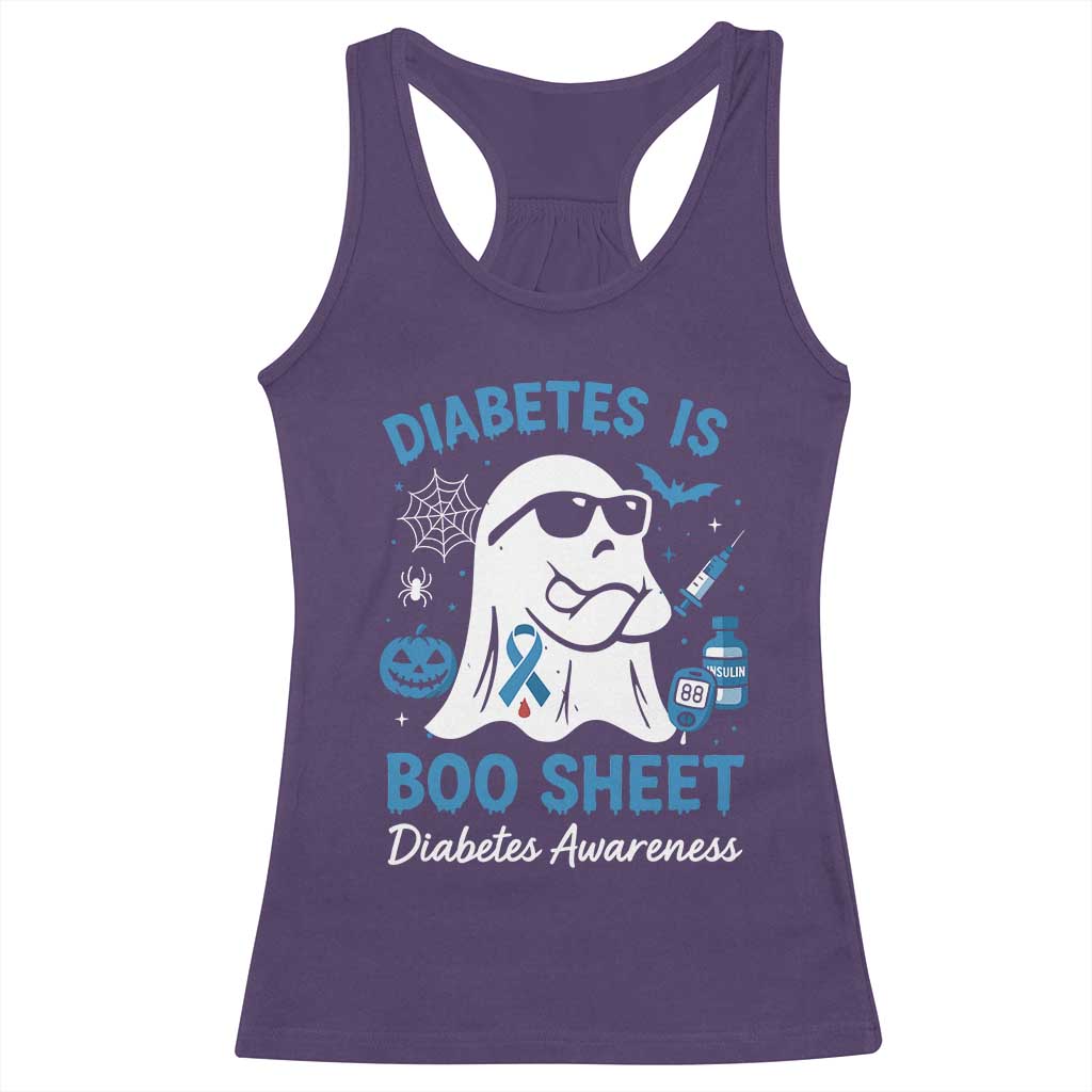 Diabetes is Boo Sheet Racerback Tank Top Funny Halloween Ghost Diabetes Type 1 2 Awareness - Wonder Print Shop