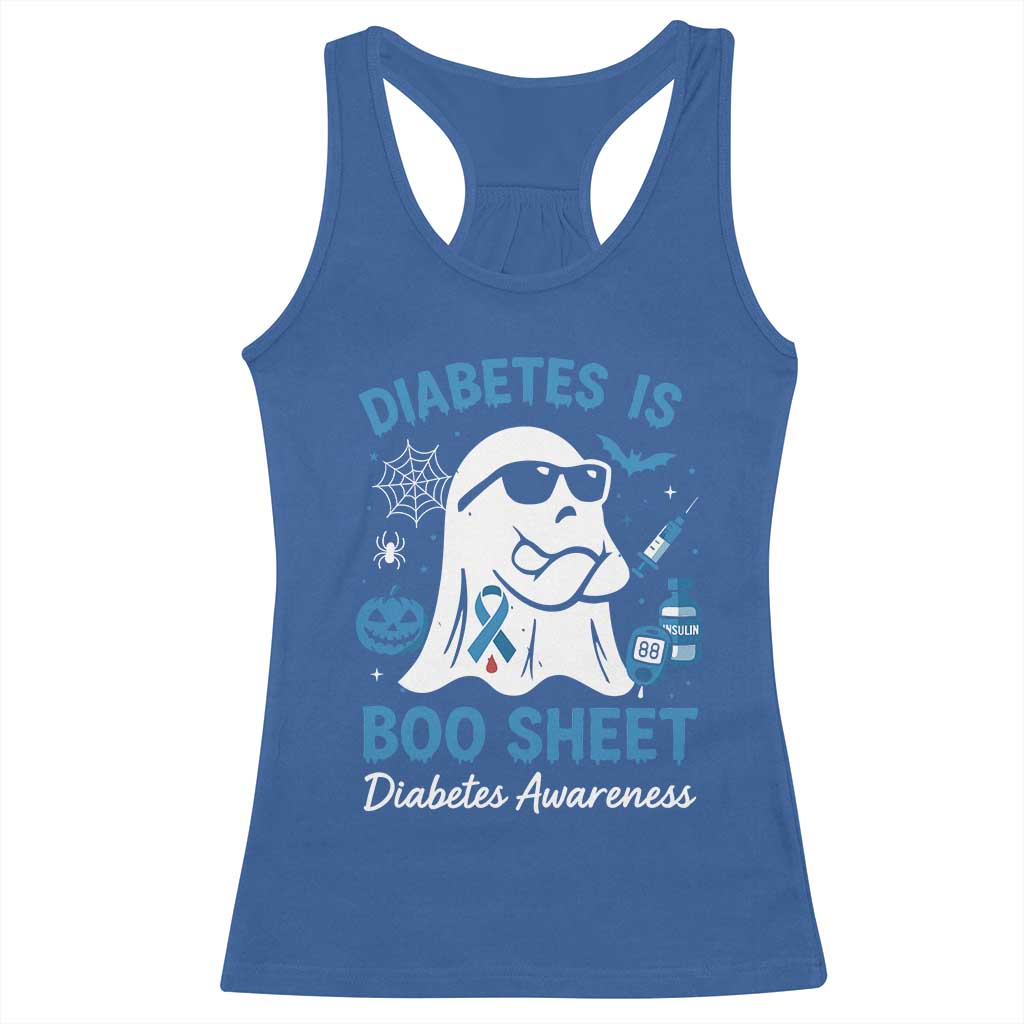 Diabetes is Boo Sheet Racerback Tank Top Funny Halloween Ghost Diabetes Type 1 2 Awareness - Wonder Print Shop