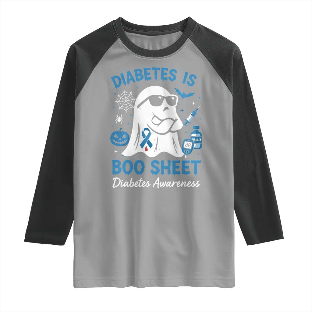 Diabetes is Boo Sheet Raglan Shirt Funny Halloween Ghost Diabetes Type 1 2 Awareness - Wonder Print Shop