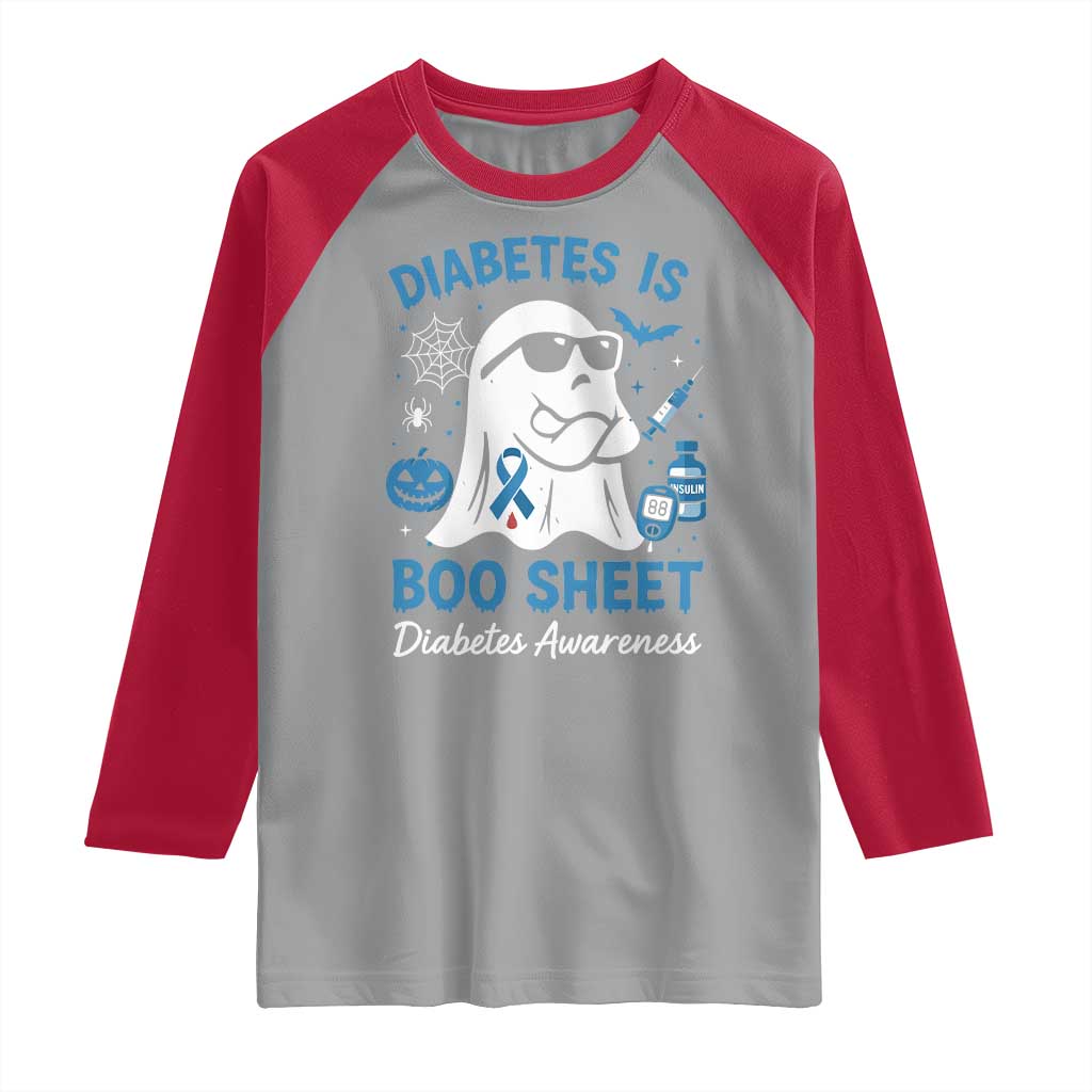 Diabetes is Boo Sheet Raglan Shirt Funny Halloween Ghost Diabetes Type 1 2 Awareness - Wonder Print Shop