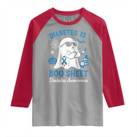 Diabetes is Boo Sheet Raglan Shirt Funny Halloween Ghost Diabetes Type 1 2 Awareness - Wonder Print Shop