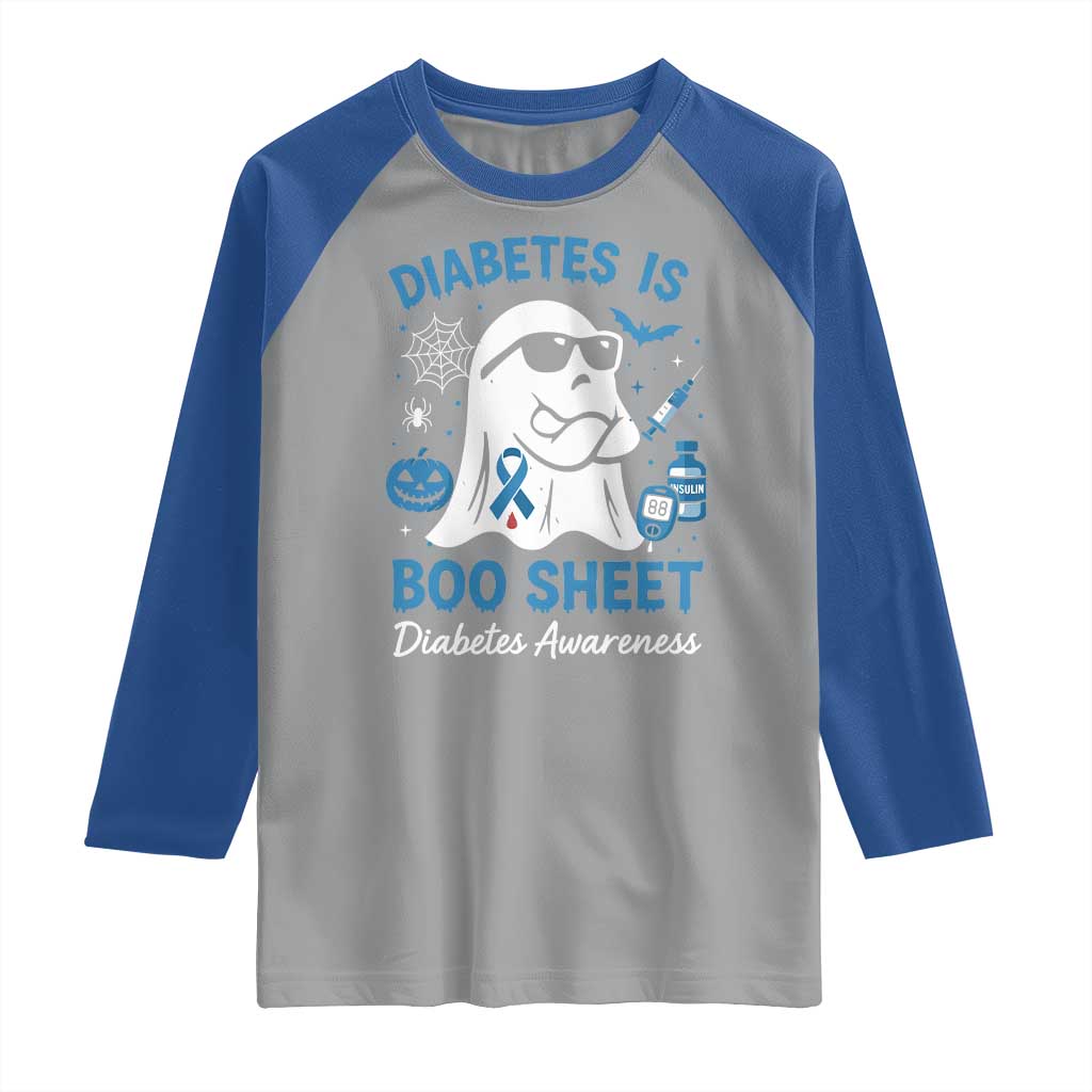 Diabetes is Boo Sheet Raglan Shirt Funny Halloween Ghost Diabetes Type 1 2 Awareness - Wonder Print Shop