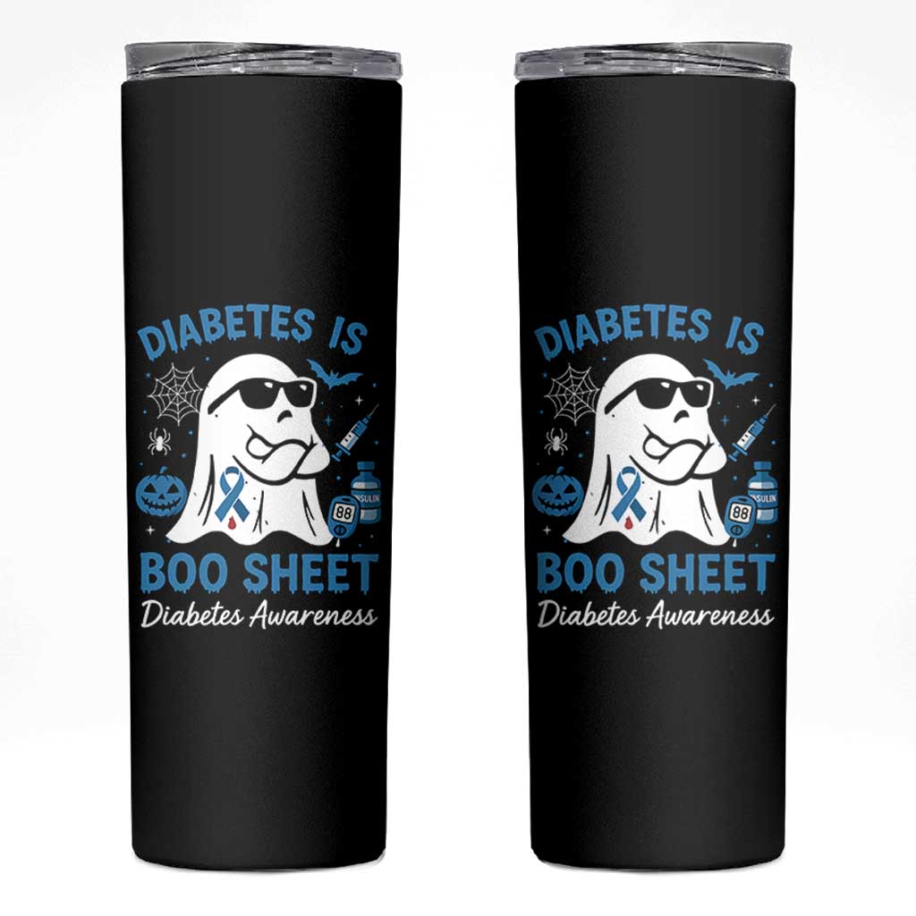 Diabetes is Boo Sheet Skinny Tumbler Funny Halloween Ghost Diabetes Type 1 2 Awareness - Wonder Print Shop