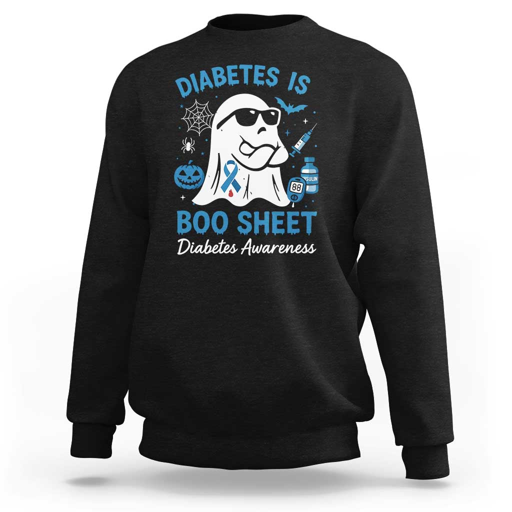 Diabetes is Boo Sheet Sweatshirt Funny Halloween Ghost Diabetes Type 1 2 Awareness - Wonder Print Shop