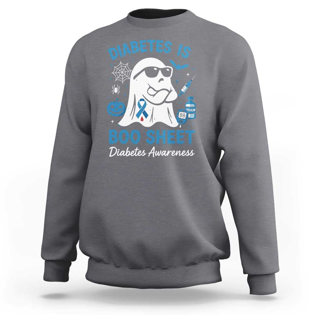 Diabetes is Boo Sheet Sweatshirt Funny Halloween Ghost Diabetes Type 1 2 Awareness - Wonder Print Shop