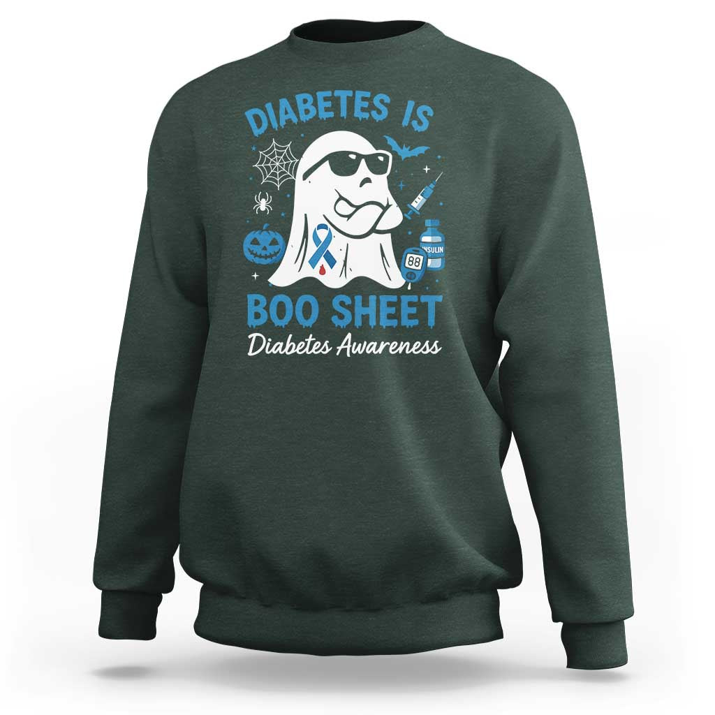 Diabetes is Boo Sheet Sweatshirt Funny Halloween Ghost Diabetes Type 1 2 Awareness - Wonder Print Shop