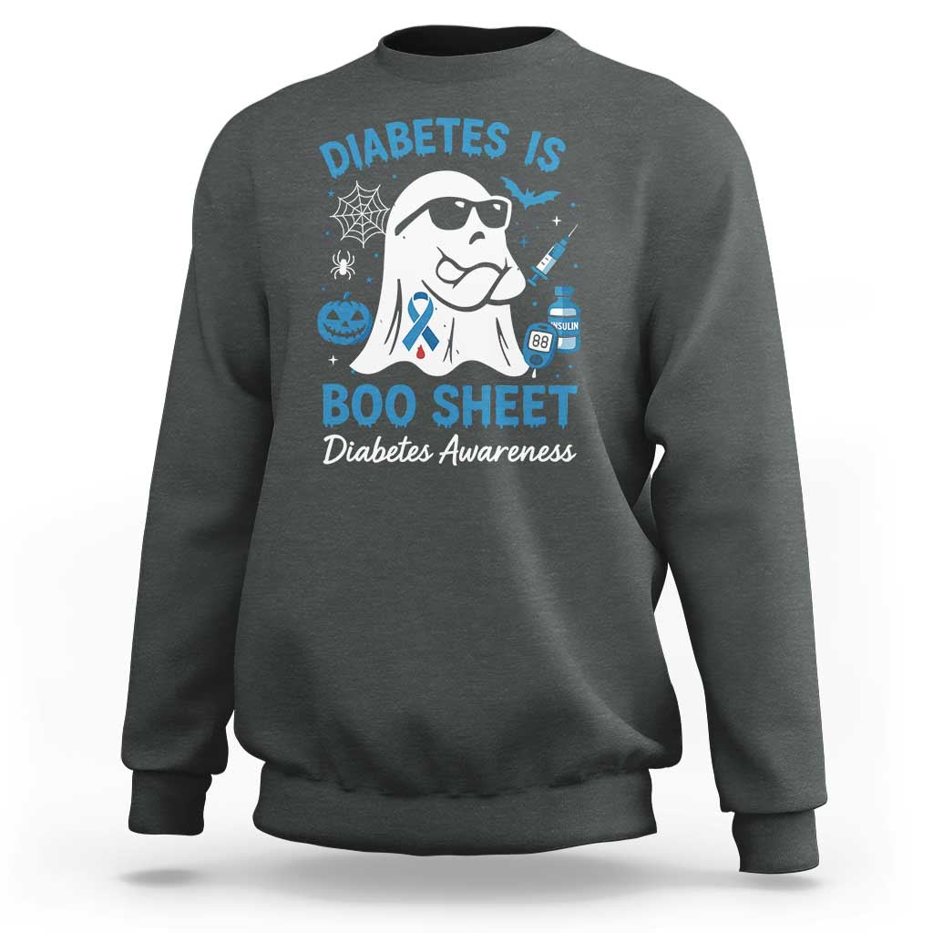 Diabetes is Boo Sheet Sweatshirt Funny Halloween Ghost Diabetes Type 1 2 Awareness - Wonder Print Shop