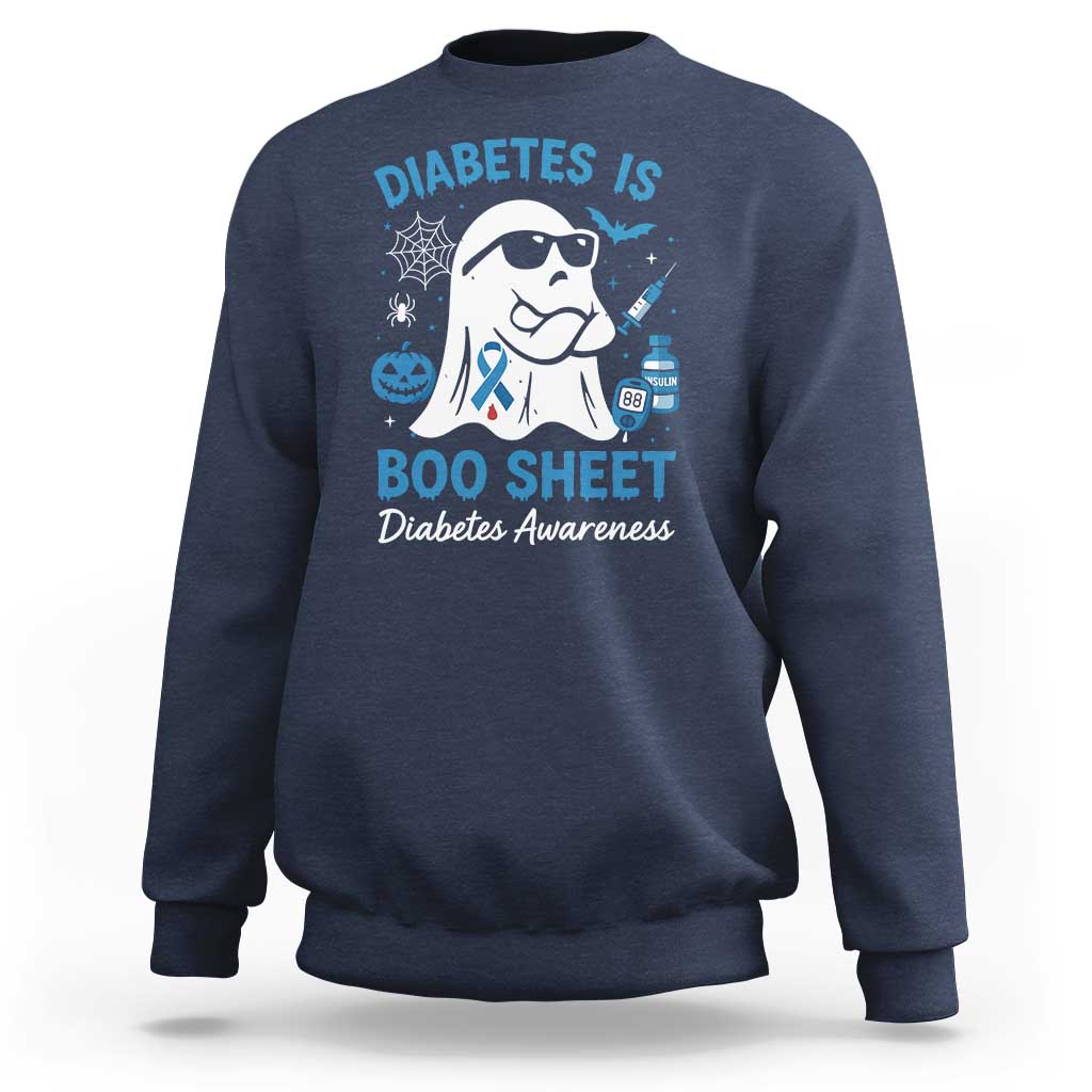 Diabetes is Boo Sheet Sweatshirt Funny Halloween Ghost Diabetes Type 1 2 Awareness - Wonder Print Shop