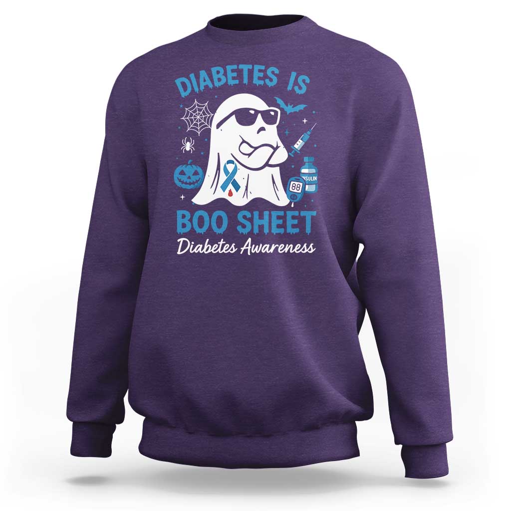Diabetes is Boo Sheet Sweatshirt Funny Halloween Ghost Diabetes Type 1 2 Awareness - Wonder Print Shop