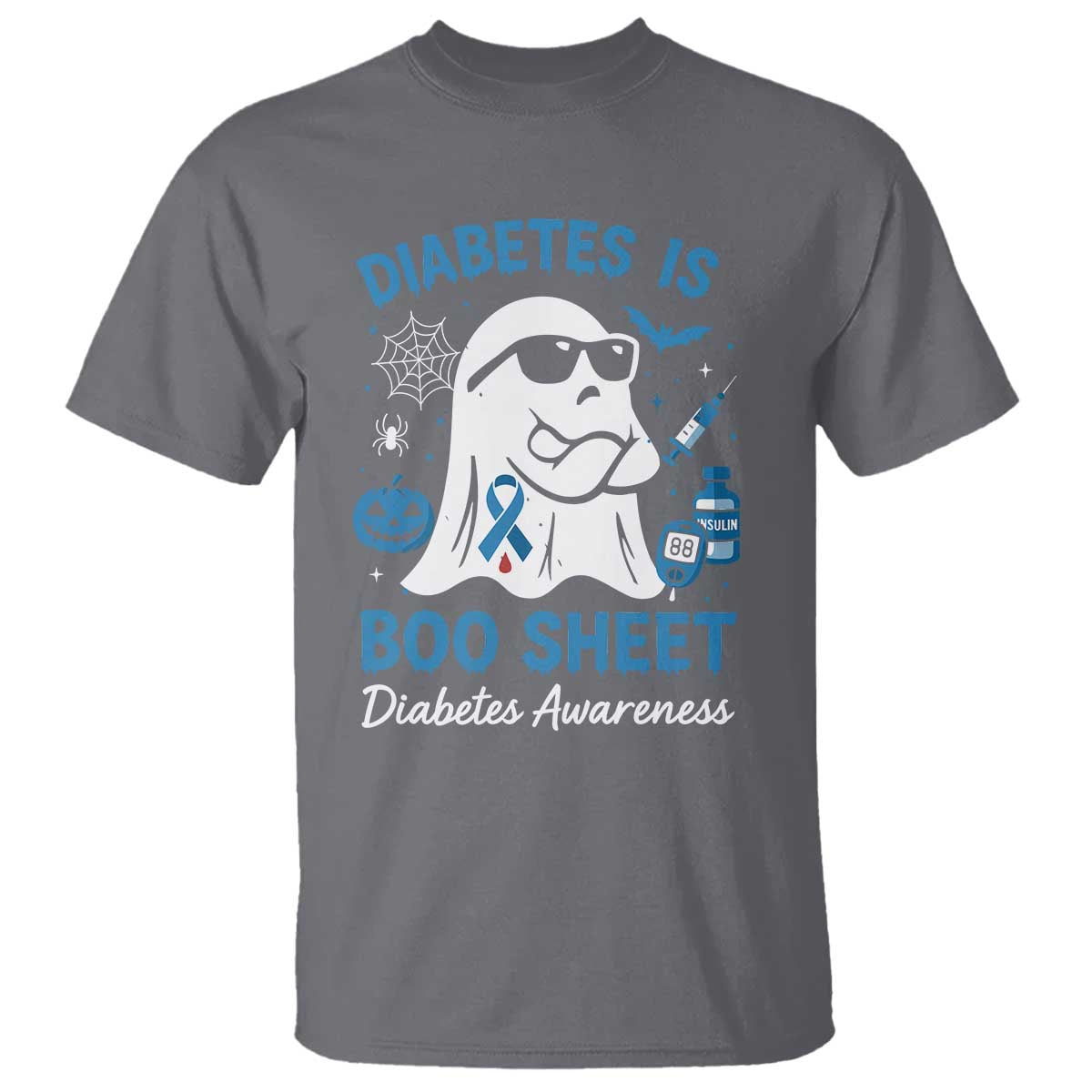 Diabetes is Boo Sheet T Shirt Funny Halloween Ghost Diabetes Type 1 2 Awareness - Wonder Print Shop
