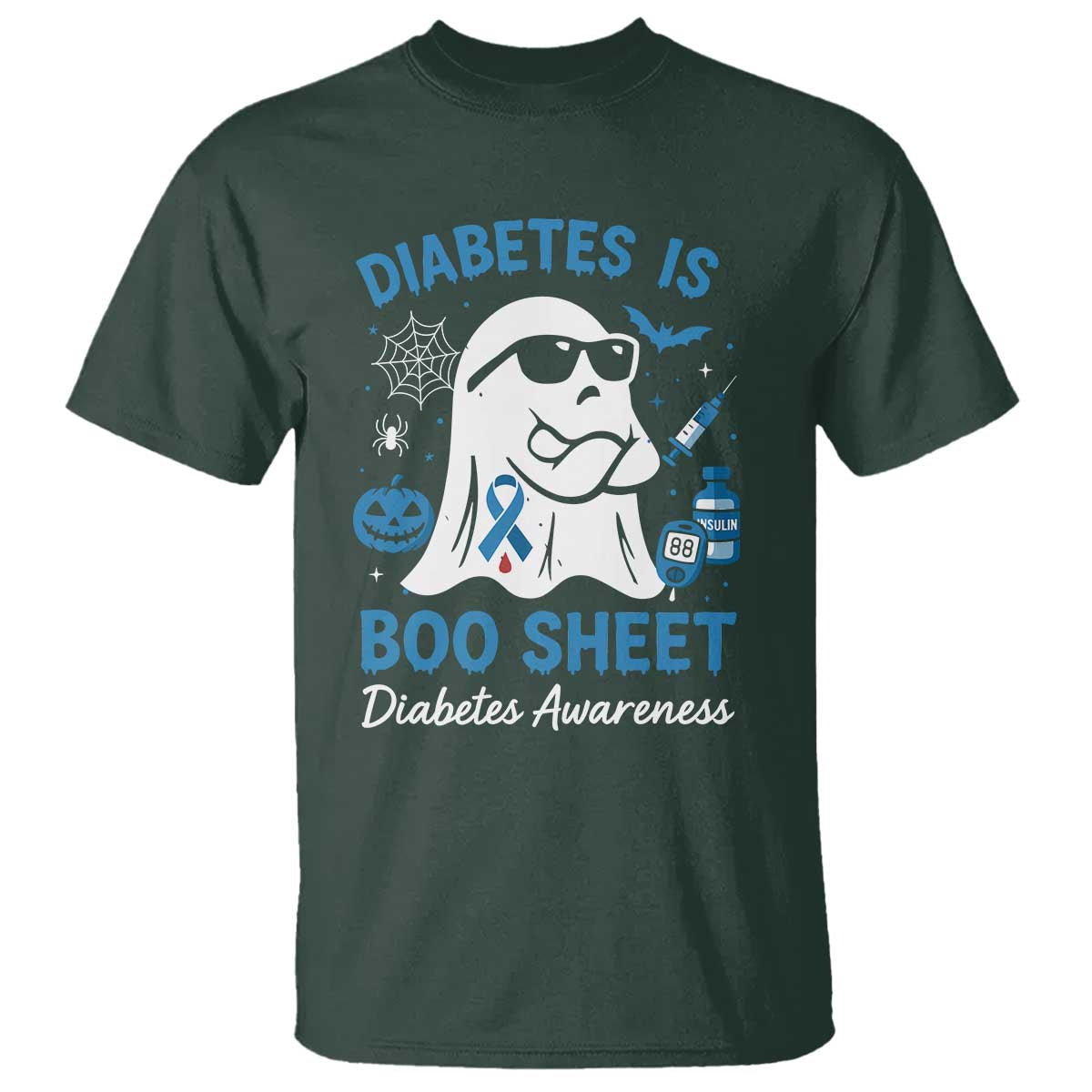 Diabetes is Boo Sheet T Shirt Funny Halloween Ghost Diabetes Type 1 2 Awareness - Wonder Print Shop