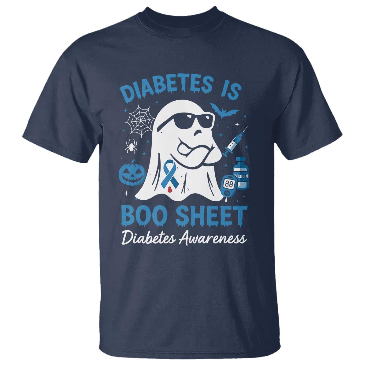 Diabetes is Boo Sheet T Shirt Funny Halloween Ghost Diabetes Type 1 2 Awareness - Wonder Print Shop