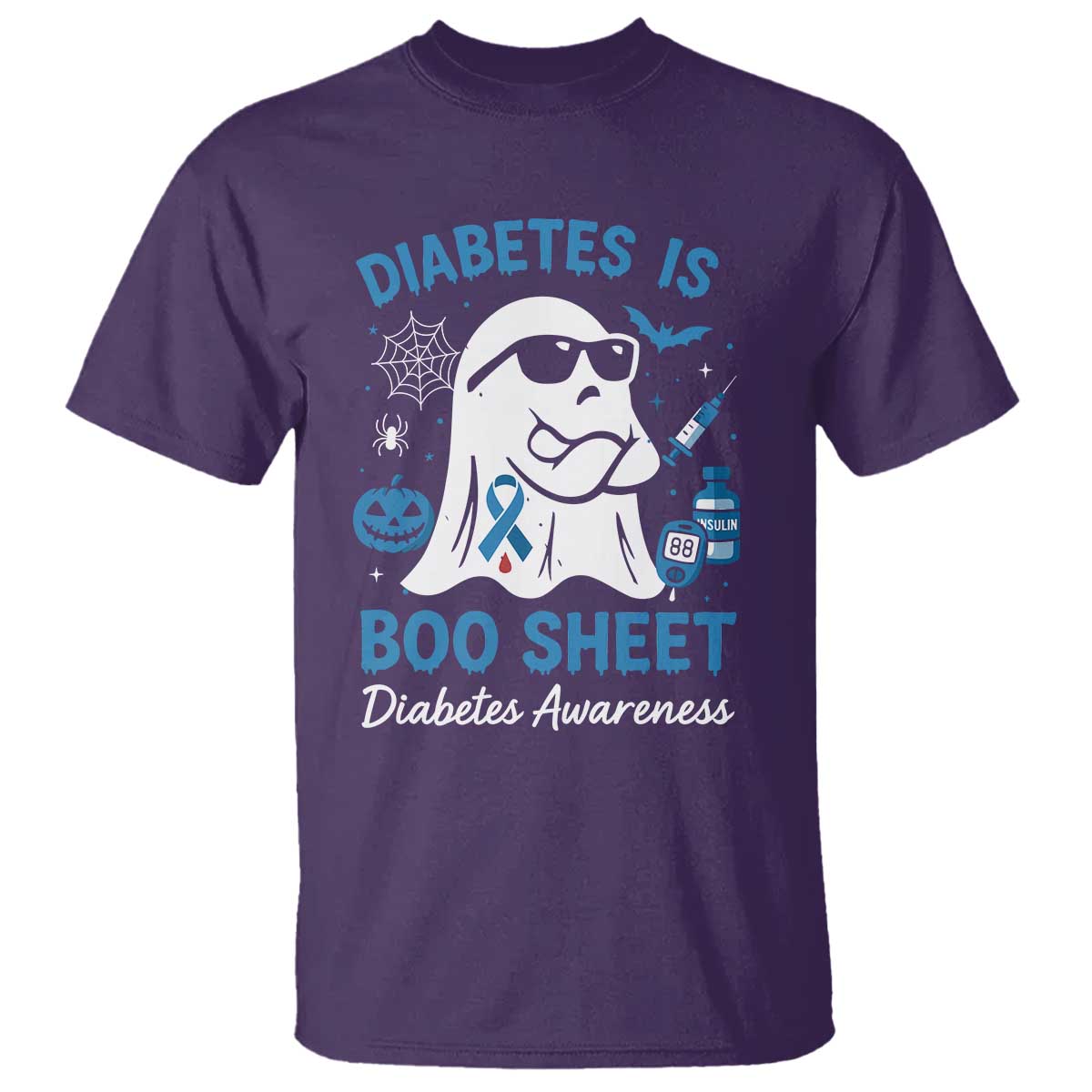 Diabetes is Boo Sheet T Shirt Funny Halloween Ghost Diabetes Type 1 2 Awareness - Wonder Print Shop